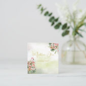 Flamingo Tropical Botanical Modern Florist QR Quadratische Visitenkarte (Stehend Vorderseite)