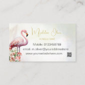 Flamingo Tropical Botanical Modern QR Business Visitenkarte (Rückseite)
