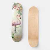Flamingo Tropical Botanical Skateboard (Vorderseite)