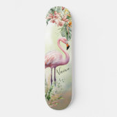 Flamingo Tropical Botanical Skateboard (Vorderseite)