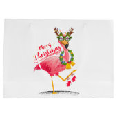 Flamingo Tropical Christmas Große Geschenktüte (Rückseite)