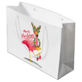 Flamingo Tropical Christmas Große Geschenktüte (Rückseite Schrägansicht)