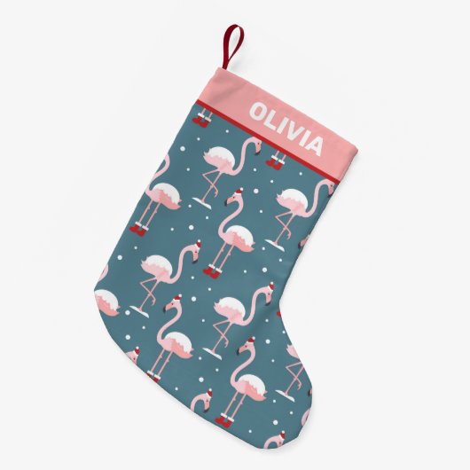 Flamingo Tropical Christmas Kleiner Weihnachtsstrumpf (Vorderansicht (hängend))