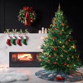 Flamingo Tropical Christmas Polyester Weihnachtsbaumdecke