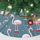 Flamingo Tropical Christmas Polyester Weihnachtsbaumdecke
