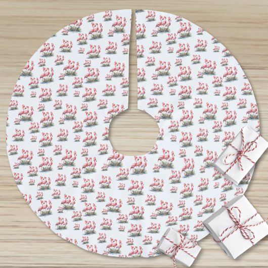 Flamingo Tropical Christmas Polyester Weihnachtsbaumdecke