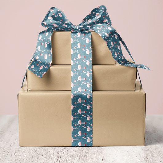 Flamingo Tropical Christmas Satinband