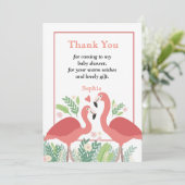 Flamingo Tropical danke Einladung (Stehend Vorderseite)