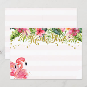 Flamingo Tropical Dankeskarten Rosa & Gold Einladung