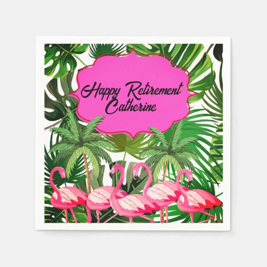 Flamingo Tropical Dschungel Custom Retirement Part Serviette (Vorderseite)