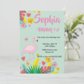 Flamingo Tropical Einladung (Stehend Vorderseite)