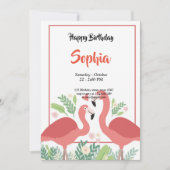 Flamingo Tropical Einladung (Vorderseite)