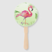 Flamingo Tropical Ferns Elegante Watercolor Fächer (Rückseite)