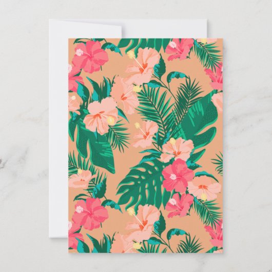 Flamingo Tropical Floral Summer Brautparty Einladung (Rückseite)