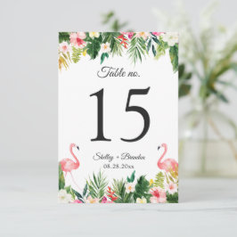 Flamingo Tropical Floral Wedding Tischnummer Card