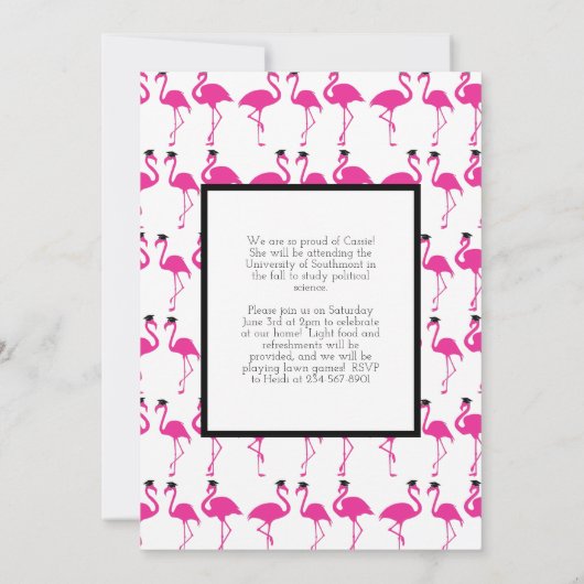 Flamingo Tropical Foto Abschluss Ankündigung (Rückseite)
