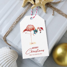 Flamingo Tropical Frohe Weihnachten Geschenkanhänger