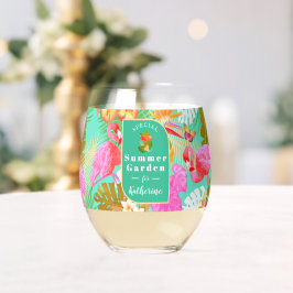 Flamingo Tropical Garden Aquamarin Weinglas Ohne Stiel