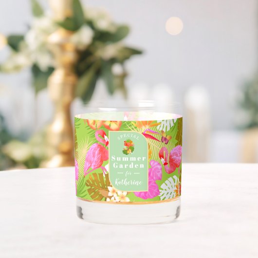 Flamingo Tropical Garden Bright Green Whiskyglas (Insitu (Hochzeit))