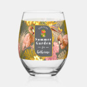 Flamingo Tropical Garden Dark Gray Weinglas Ohne Stiel (Vorderseite)