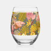 Flamingo Tropical Garden Dark Gray Weinglas Ohne Stiel (Links)
