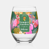 Flamingo Tropical Garden Dark Green Weinglas Ohne Stiel (Vorderseite)