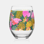 Flamingo Tropical Garden Dark Green Weinglas Ohne Stiel (Links)