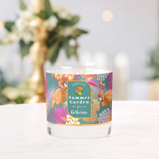 Flamingo Tropical Garden Türkis Whiskyglas (Insitu (Hochzeit))