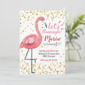 Flamingo Tropical Geburtstagsparty Flamingle Invit Einladung (Stehend Vorderseite)