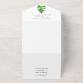 Flamingo Tropical Hawaiian Blätter Floral Wedding All In One Einladung (Außenbereich)