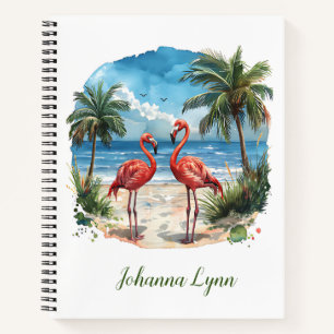 Flamingo Tropical Island Notebook Beach Palmen Notizblock