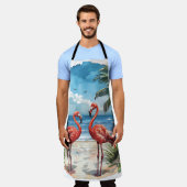 Flamingo Tropical Island Tshirt Beach Palmbäume Schürze (Getragen)