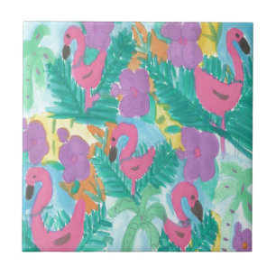 Flamingo Tropical Jungle Pattern Fliese