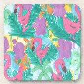 Flamingo Tropical Jungle Pattern Getränkeuntersetzer (Vorderseite)