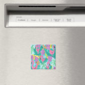 Flamingo Tropical Jungle Pattern Magnet (In Situ (Geschirrspüler))