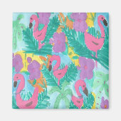 Flamingo Tropical Jungle Pattern Magnet (Vorne)