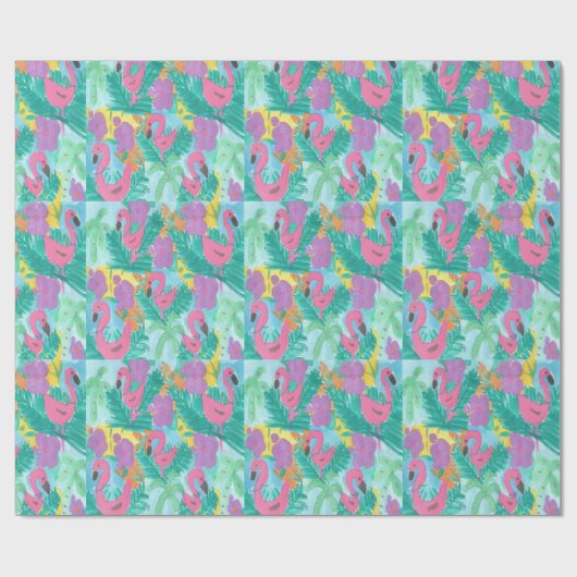 Flamingo Tropical Jungle Print Geschenkpapier (Flach)