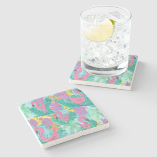 Flamingo Tropical Jungle Print Steinuntersetzer