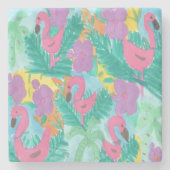 Flamingo Tropical Jungle Print Steinuntersetzer (Vorderseite)