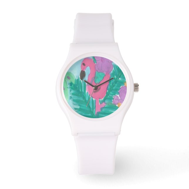 Flamingo Tropical Jungle Watch Armbanduhr (Vorderseite)