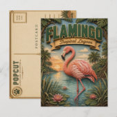 Flamingo Tropical Lagune POPCUT Postkarte (Vorne/Hinten)