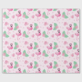 Flamingo Tropical Leaf Blume Muster Light Pink Geschenkpapier (Flach)