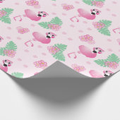 Flamingo Tropical Leaf Blume Muster Light Pink Geschenkpapier (Ecke)