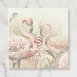 Flamingo Tropical Monogram Brautparty Hochzeit Geschenkanhänger