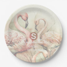 Flamingo Tropical Monogram Brautparty Hochzeit