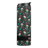 Flamingo Tropical Niedlich Black Pink Muster Custo Thermosbecher (Nach links gedreht)