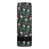 Flamingo Tropical Niedlich Black Pink Muster Custo Thermosbecher (Rückseite)