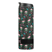 Flamingo Tropical Niedlich Black Pink Muster Custo Thermosbecher (Nach rechts gedreht)
