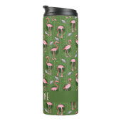 Flamingo Tropical Niedlich Dark Green Patches Cust Thermosbecher (Nach rechts gedreht)