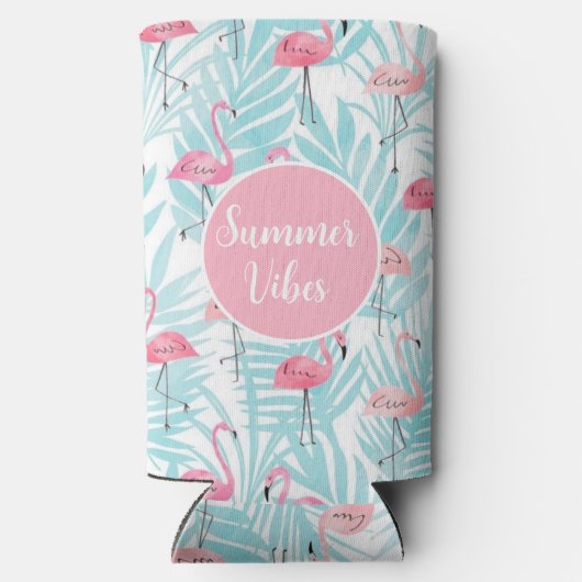 Flamingo Tropical Palm Leaf Summer Pool Party Selters Dosenkühler (Rückseite)